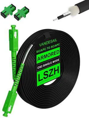90M/295ft SC/APC Fiber Optic Internet Cable Extension, SC/APC to SC/APC Armored Fiber Patch Cable, SC to SC Single Mode OS2 Fiber Jumper Optical Patch Cord SIMPLEX SMF, LSZH Black 90M/295ft SC/APC Fiber Optic Internet Cable Extension, SC/APC to SC/APC Armored Fiber Patch Cable, SC to SC Single Mode OS2 Fiber Jumper Optical Patch Cord SIMPLEX SMF, LSZH Black