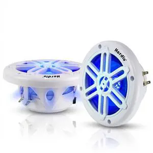 8" 450W Marine Speakers - IP66 Waterproof Coaxial Audio, with Blue LED Light for Boats, ATVs, UTVs with UV Resistant White Grille (A Pair) 8" 450W Marine Speakers - IP66 Waterproof Coaxial Audio, with Blue LED Light for Boats, ATVs, UTVs with UV Resistant White Grille (A Pair)