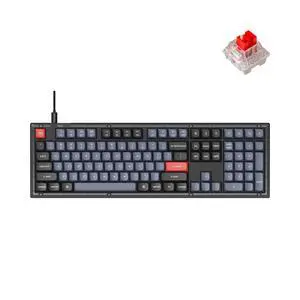 V6 Wired Custom Mechanical Keyboard, Full-Size QMK/VIA Programmable Macro with Hot-swappable K Pro Red Switch Compatible with Mac Windows Linux (Frosted Black-Translucent) V6 Wired Custom Mechanical Keyboard, Full-Size QMK/VIA Programmable Macro with Hot-swappable K Pro Red Switch Compatible with Mac Windows Linux (Frosted Black-Translucent)