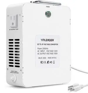 2000W Convert 120V to 100V Step Down Voltage Transformer Perfect for Japanese High-Power Devices in US(White) 2000W Convert 120V to 100V Step Down Voltage Transformer Perfect for Japanese High-Power Devices in US(White)