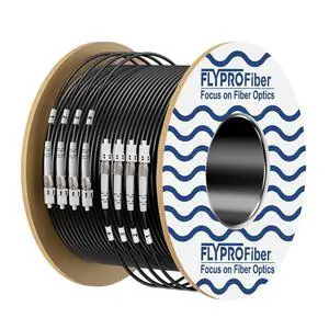 OM3 4 Strand Multimode Fiber Cable, 50m/164ft, LC to LC, 10GB/40GB, Direct Burial, Industrial TPU, Black, Outdoor OM3 4 Strand Multimode Fiber Cable, 50m/164ft, LC to LC, 10GB/40GB, Direct Burial, Industrial TPU, Black, Outdoor