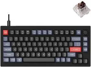 V1 75% Wired Mechanical Keyboard, QMK/VIA Programmable, Hot-swappable K Pro Brown Switches, Compatible with Mac Windows Linux - Carbon Black V1 75% Wired Mechanical Keyboard, QMK/VIA Programmable, Hot-swappable K Pro Brown Switches, Compatible with Mac Windows Linux - Carbon Black