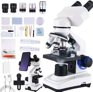 Binocular Microscope Magnification 40X-2500X, WF10x/25x Eyepieces, Dual LED Illumination, Suitable for Schools Home Labs Educational Adult Microscope Binocular Microscope Magnification 40X-2500X, WF10x/25x Eyepieces, Dual LED Illumination, Suitable for Schools Home Labs Educational Adult Microscope