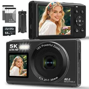 5K 80MP Digital Cameras for Photography with Dual Screen, Autofocus Vlogging Camera for YouTube,Compact Point and Shoot Camera Good for Beginners Teen 5K 80MP Digital Cameras for Photography with Dual Screen, Autofocus Vlogging Camera for YouTube,Compact Point and Shoot Camera Good for Beginners Teen