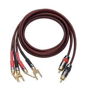 Audiophile Hi-Fi 14 Gauge OFC Speaker Cable with RCA Male (Black & Red) to 2 Bananas Plugs, 2 pack/1pair, (5M(16.5FT), 1 Pair(RCA to 2 Y Spade)) Audiophile Hi-Fi 14 Gauge OFC Speaker Cable with RCA Male (Black & Red) to 2 Bananas Plugs, 2 pack/1pair, (5M(16.5FT), 1 Pair(RCA to 2 Y Spade))