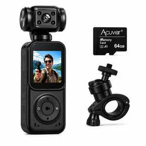 Mini 4K Pocket Camera with LCD Screen, Portable Video Camera with WiFi, Face Tracking, 270° Rotation, 64GB SD Card Included Mini 4K Pocket Camera with LCD Screen, Portable Video Camera with WiFi, Face Tracking, 270° Rotation, 64GB SD Card Included