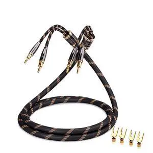 Single Audiophile Speaker Cable,Convertible Banana Spade Gold Plated Connector,Nylon Braid,HiFi Quality Cable(9.8ft/3M,1 Cable for 1 Speaker) Single Audiophile Speaker Cable,Convertible Banana Spade Gold Plated Connector,Nylon Braid,HiFi Quality Cable(9.8ft/3M,1 Cable for 1 Speaker)