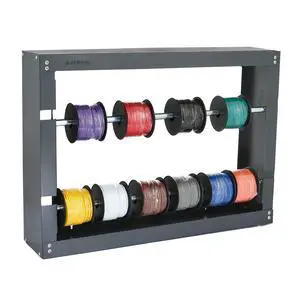 Wire Spool Rack, 2-Rod | Heavy-Duty Wire & Cable Dispenser | Conduit Display & Storage for Electrical, Industrial & Retail Use | Grey Wire Spool Rack, 2-Rod | Heavy-Duty Wire & Cable Dispenser | Conduit Display & Storage for Electrical, Industrial & Retail Use | Grey