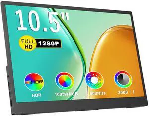 Small Portable Monitor 10.5" 500 Nits 2000:1 FHD 1280P IPS Screen, Ultra-Slim Mini Monitor w/Kickstand & Dual Speaker, USB C HDMI HDR Portable Gaming Monitor, Travel Monitors for Laptop PCs Small Portable Monitor 10.5" 500 Nits 2000:1 FHD 1280P IPS Screen, Ultra-Slim Mini Monitor w/Kickstand & Dual Speaker, USB C HDMI HDR Portable Gaming Monitor, Travel Monitors for Laptop PCs