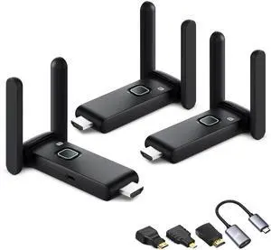 Wireless HDMI Transmitter and 2 receivers, Plug and Play.2.4/5.8GHz Dual Monitor hdmiwireless Splitter.Portable Streaming TV Extender165FT/50M, from laptops, TV Boxes,DSLR Camera to Multiple displays Wireless HDMI Transmitter and 2 receivers, Plug and Play.2.4/5.8GHz Dual Monitor hdmiwireless Splitter.Portable Streaming TV Extender165FT/50M, from laptops, TV Boxes,DSLR Camera to Multiple displays