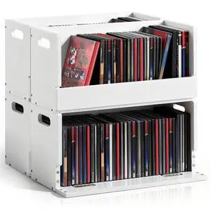 4 Pack Wooden DVD Storage Organizer Boxes, Holds 104 DVDs (26 Each), Solid Wood Media Storage with Carry Handles for DVDs, CDs, Blu-ray Discs, Movie Cases and Cassette Tapes, White 4 Pack Wooden DVD Storage Organizer Boxes, Holds 104 DVDs (26 Each), Solid Wood Media Storage with Carry Handles for DVDs, CDs, Blu-ray Discs, Movie Cases and Cassette Tapes, White