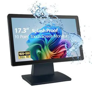 Commercial Grade 17.3 Inch 1920 x 1080 FHD Touchscreen POS Monitor, 10 Points Touch HDMI VGA, Waterproof Dustproof Screen, Indusitrial, Office, Retail, Gym, Warehouse Commercial Grade 17.3 Inch 1920 x 1080 FHD Touchscreen POS Monitor, 10 Points Touch HDMI VGA, Waterproof Dustproof Screen, Indusitrial, Office, Retail, Gym, Warehouse