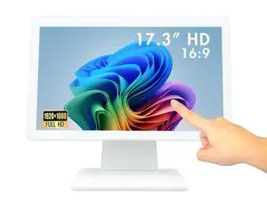 Commercial Grade 17.3 Inch 1920 x 1080 FHD Touchscreen POS Monitor, 10 Points Touch HDMI VGA, Waterproof Dustproof Screen, Indusitrial, Office, Retail, Gym, Warehouse (White) Commercial Grade 17.3 Inch 1920 x 1080 FHD Touchscreen POS Monitor, 10 Points Touch HDMI VGA, Waterproof Dustproof Screen, Indusitrial, Office, Retail, Gym, Warehouse (White)