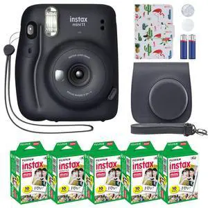 Instax Mini 11 Instant Camera Charcoal Gray + MiniMate Accessory Bundle & Compatible Custom Case + Fuji Instax Film Value Pack (50 Sheets) Flamingo Designer Photo Album Instax Mini 11 Instant Camera Charcoal Gray + MiniMate Accessory Bundle & Compatible Custom Case + Fuji Instax Film Value Pack (50 Sheets) Flamingo Designer Photo Album