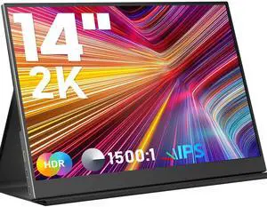 Portable Monitor 14inch 2K Laptop Monitor USB C HDMI Gaming Ultra-Slim IPS Display Smart Cover & Speakers, 2160 * 1440P Screen for Laptop, HDR External Monitor for Laptop PC Phone Mac Xbox Portable Monitor 14inch 2K Laptop Monitor USB C HDMI Gaming Ultra-Slim IPS Display Smart Cover & Speakers, 2160 * 1440P Screen for Laptop, HDR External Monitor for Laptop PC Phone Mac Xbox