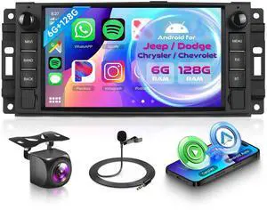 6G+128G Android Car Stereo for Dodge Ram 1500 2008-2012 Jeep Wrangler JK 2007-2018 with Wireless CarPlay Android Auto, 7 Inch Car Radio GPS Navigation WIFI SWC Bluetooth FM with Backup Camera 6G+128G Android Car Stereo for Dodge Ram 1500 2008-2012 Jeep Wrangler JK 2007-2018 with Wireless CarPlay Android Auto, 7 Inch Car Radio GPS Navigation WIFI SWC Bluetooth FM with Backup Camera