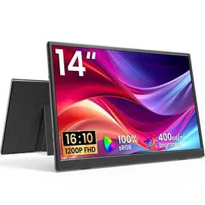 Portable Monitor 14 Inch 1200P USB-C HDMI Ultra-Slim Travel Monitor with Kickstand, Compatible with Xbox, Laptop, PC, Mac Phone, PS, Swich IPS Ultra-Thin Zero Frame Gaming Monitor Portable Monitor 14 Inch 1200P USB-C HDMI Ultra-Slim Travel Monitor with Kickstand, Compatible with Xbox, Laptop, PC, Mac Phone, PS, Swich IPS Ultra-Thin Zero Frame Gaming Monitor