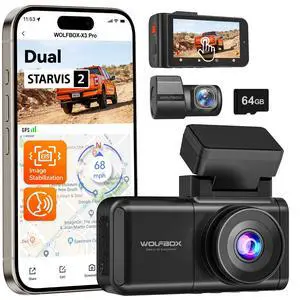 X3 PRO Dash Cam Front and Rear, Dual STARVIS 2 IMX675, 1440P 60FPS+1440P ADAS Car Camera, EIS Image Stabilization with Ultra-Fast 5.8GHz WiFi, Voice Control & 3" Touch Screen, 64GB Card & GPS X3 PRO Dash Cam Front and Rear, Dual STARVIS 2 IMX675, 1440P 60FPS+1440P ADAS Car Camera, EIS Image Stabilization with Ultra-Fast 5.8GHz WiFi, Voice Control & 3" Touch Screen, 64GB Card & GPS