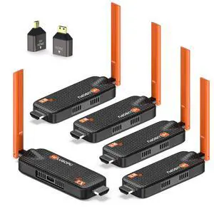 Wireless HDMI Transmitter and 4 Receivers, Support Up to 6 Receivers, 5.8G HDMI Wireless Extender Casting Content for PC Laptop Camera Cable Box to Multiple TVs Monitors Projectors -165FT Wireless HDMI Transmitter and 4 Receivers, Support Up to 6 Receivers, 5.8G HDMI Wireless Extender Casting Content for PC Laptop Camera Cable Box to Multiple TVs Monitors Projectors -165FT