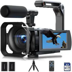Camcorder Video Camera 5K 56MP Vlogging Camera for YouTube with 3" 270° Flip Touchscreen, Night Vision, WiFi, Webcam, Microphone, 64GB Card, Batteries, Remote, Tripod - Beginner Content Creator Kit Camcorder Video Camera 5K 56MP Vlogging Camera for YouTube with 3" 270° Flip Touchscreen, Night Vision, WiFi, Webcam, Microphone, 64GB Card, Batteries, Remote, Tripod - Beginner Content Creator Kit