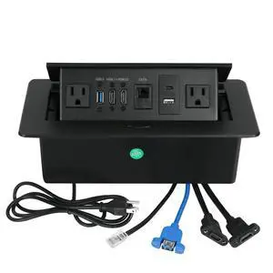 Table Pop Up Outlet, Desktop Pop Up Socket Center Countertop Socket Multimedia Strip Socket Connection Box Countertop with USB 3.0/2×AC/2×HDMI/USB-A/USB-C/LAN for Conference Desk Office (Black-3) Table Pop Up Outlet, Desktop Pop Up Socket Center Countertop Socket Multimedia Strip Socket Connection Box Countertop with USB 3.0/2×AC/2×HDMI/USB-A/USB-C/LAN for Conference Desk Office (Black-3)
