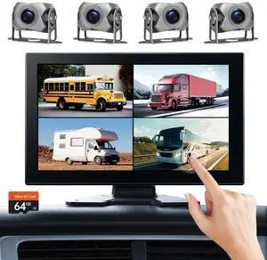 4-Channel 1080P Backup Camera for Truck/RV/Semi Trailer/Van/Cars 10.2inch Touch Monitor with DVR Recording/Playback/Bluetooth/FM Radio/Music/Video Player 4-Channel 1080P Backup Camera for Truck/RV/Semi Trailer/Van/Cars 10.2inch Touch Monitor with DVR Recording/Playback/Bluetooth/FM Radio/Music/Video Player