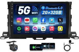 4Core+32G ROM Car Radio for Toyota Highlander 2014-2019 CarPlay Android Auto: 5G WiFi Stereo 10.2 Inch Touch Screen 1280x800 IPS HD Touchscreen with GPS Navigation Bluetooth SWC FM Backup Camera 4Core+32G ROM Car Radio for Toyota Highlander 2014-2019 CarPlay Android Auto: 5G WiFi Stereo 10.2 Inch Touch Screen 1280x800 IPS HD Touchscreen with GPS Navigation Bluetooth SWC FM Backup Camera