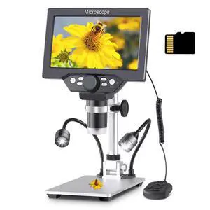 7 inch LCD Digital Microscope with 32G TF Card, 12MP 1080P USB Microscope Camera with Remote Control, PC View, Fill Lights for Coin, Plant, Rock, Circuit Board 7 inch LCD Digital Microscope with 32G TF Card, 12MP 1080P USB Microscope Camera with Remote Control, PC View, Fill Lights for Coin, Plant, Rock, Circuit Board
