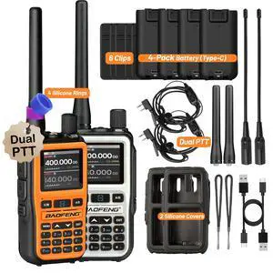 UV-5R Mini Ham Radio Dual Band VHF/UHF Radio with Extra Battery Earpiece for Outdoor Work - Rechargeable USB-C Portable Radio for Hiking Backup High-Visibility Orange White UV-5R Mini Ham Radio Dual Band VHF/UHF Radio with Extra Battery Earpiece for Outdoor Work - Rechargeable USB-C Portable Radio for Hiking Backup High-Visibility Orange White