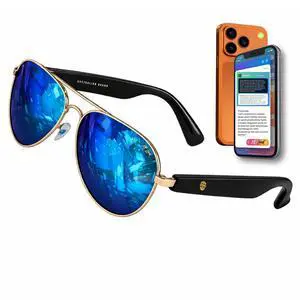 AI Glasses Bluetooth Polarized Sunglasses for Men Women Easy Pair with ChatGPT-Gem-Claude 99% Language Accuracy, UVA/B/C UV400 Protection, Anti-Bluelight Driving Fishing Golf Travel (ICE MIRROR BLUE) AI Glasses Bluetooth Polarized Sunglasses for Men Women Easy Pair with ChatGPT-Gem-Claude 99% Language Accuracy, UVA/B/C UV400 Protection, Anti-Bluelight Driving Fishing Golf Travel (ICE MIRROR BLUE)