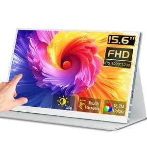 15.6'' Touchscreen Portable Monitor, FHD IPS Display with Built-in Speaker & Protective Case, 10-Point Touch Screen, HDMI & USB-C Travel Monitors for Laptop, PC, Phone,Metal Gray + White 15.6'' Touchscreen Portable Monitor, FHD IPS Display with Built-in Speaker & Protective Case, 10-Point Touch Screen, HDMI & USB-C Travel Monitors for Laptop, PC, Phone,Metal Gray + White