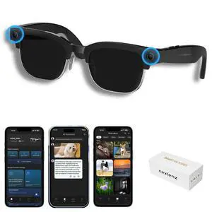 AI Smart Camera Glasses with Sunglass Lenses, 8MP Hands-Free POV Photo & Video Recording, Object Recognition & Translation, Open-Ear Bluetooth Audio & Calls, IP65 for Outdoor Daily Wear AI Smart Camera Glasses with Sunglass Lenses, 8MP Hands-Free POV Photo & Video Recording, Object Recognition & Translation, Open-Ear Bluetooth Audio & Calls, IP65 for Outdoor Daily Wear