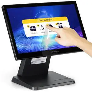 15.6" Black LED Touch Screen Monitor with Metal Stand - Backlit 1366 * 768 with VGA HDMI Connection for Small Business, Restaurant, Office - No Driver Required (Not Compatible with macOS/iOS) 15.6" Black LED Touch Screen Monitor with Metal Stand - Backlit 1366 * 768 with VGA HDMI Connection for Small Business, Restaurant, Office - No Driver Required (Not Compatible with macOS/iOS)
