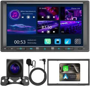 Linux System 7" Double Din Car Stereo Wireless Apple Carplay Radio Screen for Car Audio Receivers, Bluetooth 5.3 Car Play Android Auto Touchscreen, Backup Camera, SWC, FM/AM Linux System 7" Double Din Car Stereo Wireless Apple Carplay Radio Screen for Car Audio Receivers, Bluetooth 5.3 Car Play Android Auto Touchscreen, Backup Camera, SWC, FM/AM