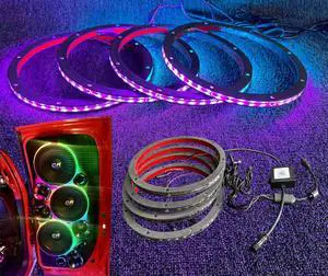 4 PCS 6.5" RGB Dream Color Chasing Symphony Addressable LED Speaker Rings - Wireless RF Remote & Bluetooth App Control - Ideal for Coaxial Speakers 4 PCS 6.5" RGB Dream Color Chasing Symphony Addressable LED Speaker Rings - Wireless RF Remote & Bluetooth App Control - Ideal for Coaxial Speakers