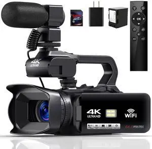 4K Video Camera Camcorder HD 64MP 18X Digital Zoom Vlogging Camera for YouTube Video Camera with WiFi, 4500mAh Battery, 64GB SD Card, Stabilizer, Mic, Remote Control 4K Video Camera Camcorder HD 64MP 18X Digital Zoom Vlogging Camera for YouTube Video Camera with WiFi, 4500mAh Battery, 64GB SD Card, Stabilizer, Mic, Remote Control