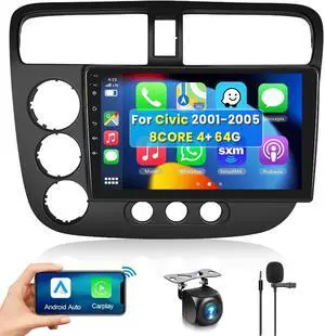 8 Core 4G+64G Car Radio for Honda Civic 2001 2002 2003 2004 2005, Wireless Apple Carplay Android Auto Car Stereo, 9 IPS Touchscreen with WiFi, GPS, Bluetooth,FM/RDS, 32EQ DSP, Rear Camera 8 Core 4G+64G Car Radio for Honda Civic 2001 2002 2003 2004 2005, Wireless Apple Carplay Android Auto Car Stereo, 9 IPS Touchscreen with WiFi, GPS, Bluetooth,FM/RDS, 32EQ DSP, Rear Camera