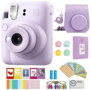 INSTAX Mini 12 Instant Film Camera | Lilac Purple Bundled with Instax Accessory Bundle + Cleaning Cloth (8 Items) INSTAX Mini 12 Instant Film Camera | Lilac Purple Bundled with Instax Accessory Bundle + Cleaning Cloth (8 Items)