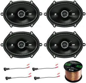 4x Kicker D-Series 6x8" 200 Watt 2-Way 4-Ohm Car Coaxial Speakers, 4X Enrock 16 Gauge Speaker Harness Adapter W/ Red Bullet for Select Ford Vehicles 1998-UP, Enrock Audio 16-Gauge 50 Foot Speaker Wire 4x Kicker D-Series 6x8" 200 Watt 2-Way 4-Ohm Car Coaxial Speakers, 4X Enrock 16 Gauge Speaker Harness Adapter W/ Red Bullet for Select Ford Vehicles 1998-UP, Enrock Audio 16-Gauge 50 Foot Speaker Wire