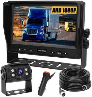 Backup Camera for Truck RV with AHD 1080P 7" Monitor+Rear View Camera Kit | DIY Guidelines,170 Degree, IP69K Waterproof, IR Night Vision,Reverse Camera with Screen System for Trailer/Tractor/Vehicle Backup Camera for Truck RV with AHD 1080P 7" Monitor+Rear View Camera Kit | DIY Guidelines,170 Degree, IP69K Waterproof, IR Night Vision,Reverse Camera with Screen System for Trailer/Tractor/Vehicle