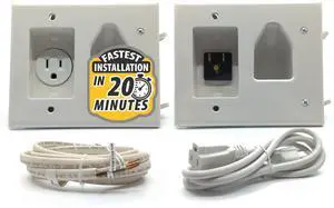 DataComm Electronics Recessed Pro-Power Kit with Straight Blade Inlet & Romex Wire, in-Wall Cable Management for Power & Low-Voltage Cables, DIY-Friendly Cord Hider for Wall-Mounted TV, 1 Receptacle DataComm Electronics Recessed Pro-Power Kit with Straight Blade Inlet & Romex Wire, in-Wall Cable Management for Power & Low-Voltage Cables, DIY-Friendly Cord Hider for Wall-Mounted TV, 1 Receptacle