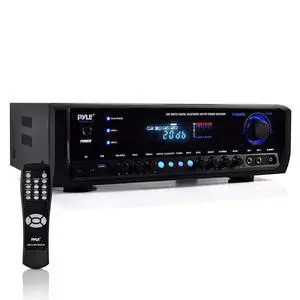 Wireless Home Entertainment Amplifier - 300W 4 Channel Stereo Sound Receiver - Easy Karaoke w/ Dual Mic, USB-A In, RCA In, Aux In, RCA Out, Public Address, Commercial, Studio - PT390BTU Wireless Home Entertainment Amplifier - 300W 4 Channel Stereo Sound Receiver - Easy Karaoke w/ Dual Mic, USB-A In, RCA In, Aux In, RCA Out, Public Address, Commercial, Studio - PT390BTU