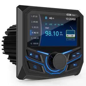 Marine Grade Bluetooth Radio Receiver - Boat Gauge Stereo Multimedia Player | 4.1 Inch LCD Display Backup Camera Input AM FM USB AUX Subwoofer Output for Golf Cart ATV UTV SXS Marine Grade Bluetooth Radio Receiver - Boat Gauge Stereo Multimedia Player | 4.1 Inch LCD Display Backup Camera Input AM FM USB AUX Subwoofer Output for Golf Cart ATV UTV SXS