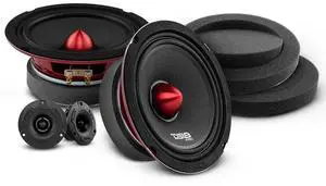 PRO-X6.4BMPK with DSFR6 Mid and High Complete Speaker/Tweeter Package with Pair of Car Foam Fast Rings - Door Speakers for Car of Truck Stereo Radio Sound System w Sound Enhancing Speaker Baffle PRO-X6.4BMPK with DSFR6 Mid and High Complete Speaker/Tweeter Package with Pair of Car Foam Fast Rings - Door Speakers for Car of Truck Stereo Radio Sound System w Sound Enhancing Speaker Baffle