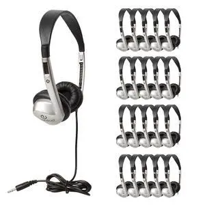Stereo School Headphone W/Leatherette Ear Cushion (Pack of 20), black/silver Stereo School Headphone W/Leatherette Ear Cushion (Pack of 20), black/silver