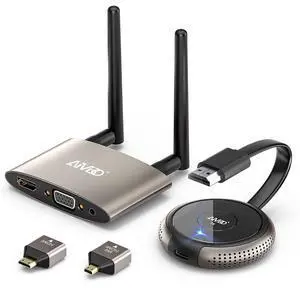 HDMI Wireless Transmitter and Receiver 4K, Dual Screens HDMI & VGA Live Casting 5G Video/Audio for Laptop, Cable Box, Camera, Blu-ray, Phone, Netfix to Monitor, Projector, HDTV 165FT/50M HDMI Wireless Transmitter and Receiver 4K, Dual Screens HDMI & VGA Live Casting 5G Video/Audio for Laptop, Cable Box, Camera, Blu-ray, Phone, Netfix to Monitor, Projector, HDTV 165FT/50M