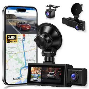 3 Channel Triple Dash Cam, 2.5K Front + 1080P Cabin Rear Car Camera Recorder, 3.16 Inch Screen with WiFi GPS, Low-Light Night Vision, G-Sensor, 24/7 Time-Lapse Parking Loop Recording 3 Channel Triple Dash Cam, 2.5K Front + 1080P Cabin Rear Car Camera Recorder, 3.16 Inch Screen with WiFi GPS, Low-Light Night Vision, G-Sensor, 24/7 Time-Lapse Parking Loop Recording