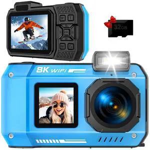 8K Underwater Camera, 33FT 70MP Waterproof Camera for Snorkeling Rugged Dustproof Shockproof Dual-Screen Selfie 2500mAh Battery, Autofocus Point-and-Shoot Digital Camera 8K Underwater Camera, 33FT 70MP Waterproof Camera for Snorkeling Rugged Dustproof Shockproof Dual-Screen Selfie 2500mAh Battery, Autofocus Point-and-Shoot Digital Camera