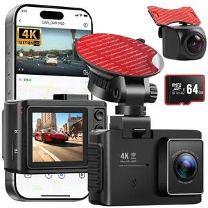 4K Dash Cam Front and Rear, STARVIS 2 Night Vision, Free 64GB Card, 5GHz WiFi with App, Built-in GPS, Dash Camera for Cars 170° Wide Angle, 3" IPS Screen, Loop Recording, 24H Parking Monitor 4K Dash Cam Front and Rear, STARVIS 2 Night Vision, Free 64GB Card, 5GHz WiFi with App, Built-in GPS, Dash Camera for Cars 170° Wide Angle, 3" IPS Screen, Loop Recording, 24H Parking Monitor