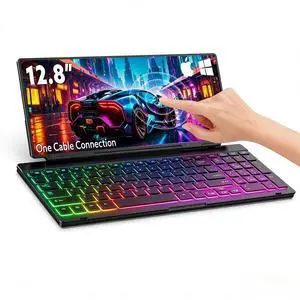 12.8" Portable Touchscreen Keyboard Monitor, Foldable Stretched Bar Laptop Screen Extender with Silent Keyboard USB-C Monitor for Windows MacOS (Driver Need) 12.8" Portable Touchscreen Keyboard Monitor, Foldable Stretched Bar Laptop Screen Extender with Silent Keyboard USB-C Monitor for Windows MacOS (Driver Need)